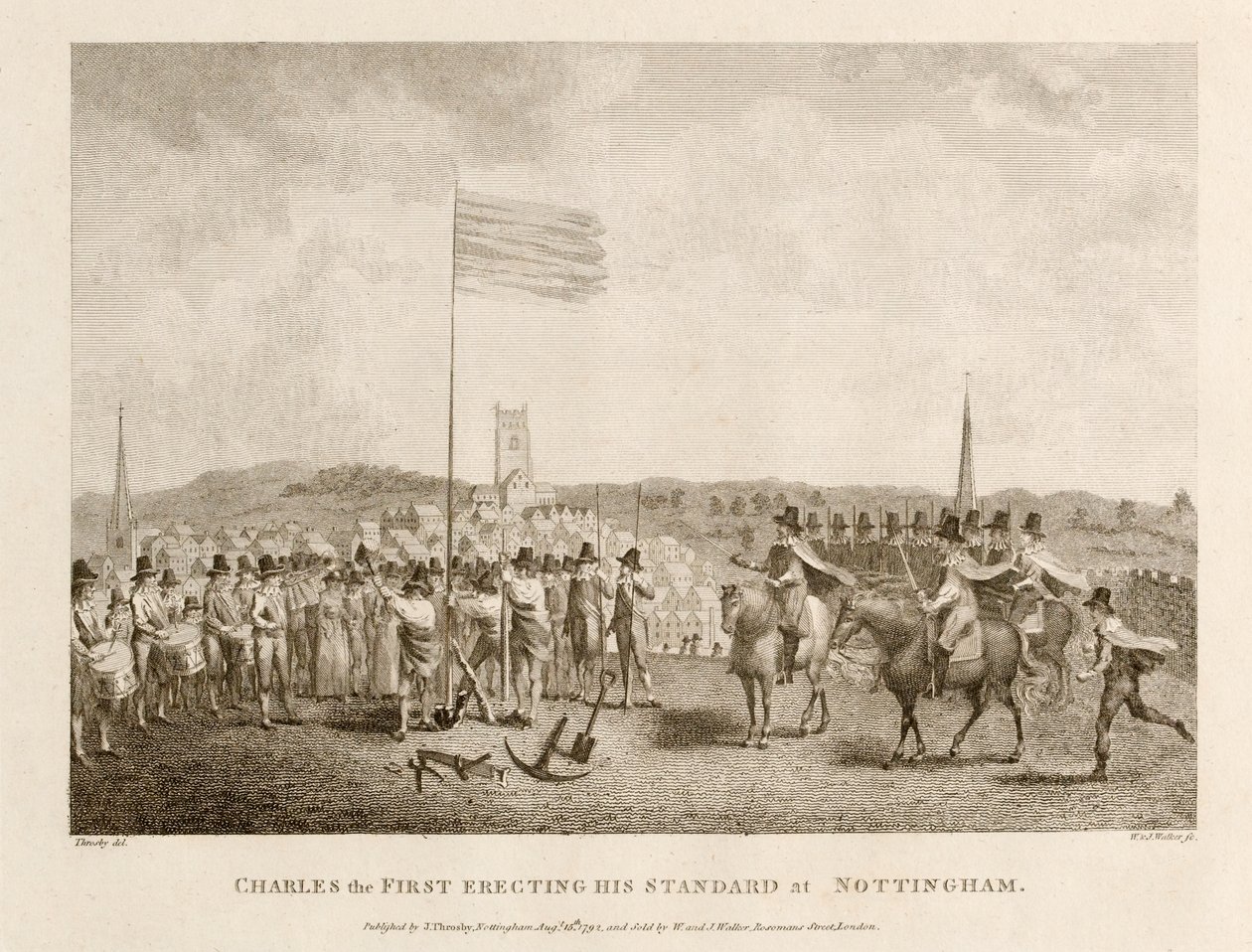 Karol I wznosi swój sztandar w Nottingham autorstwa J. Throsby