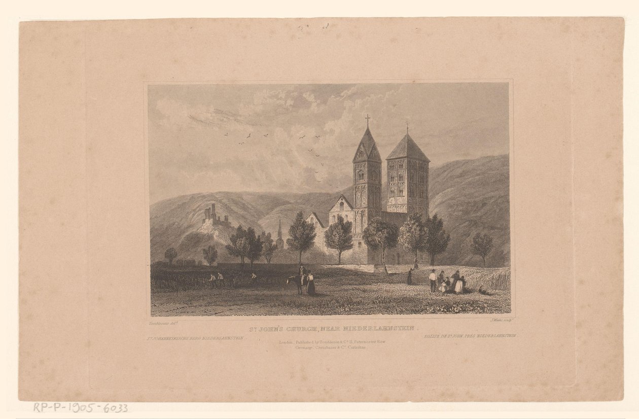 Widok na Johanniskirche, niedaleko Lahnstein św. Jana, niedaleko Niederlahnstein / św. Johanneskirche Berg Niederlahnstein / Eglise de St. Jan. Pres Niederlahnstein (tytuł na obiekcie) autorstwa J. Weeks