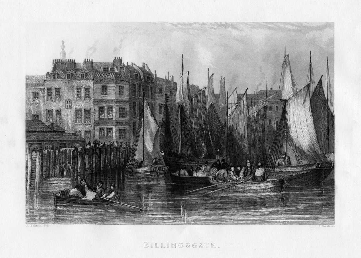 Billingsgate, Londyn, XIX wiek. autorstwa J. Woods