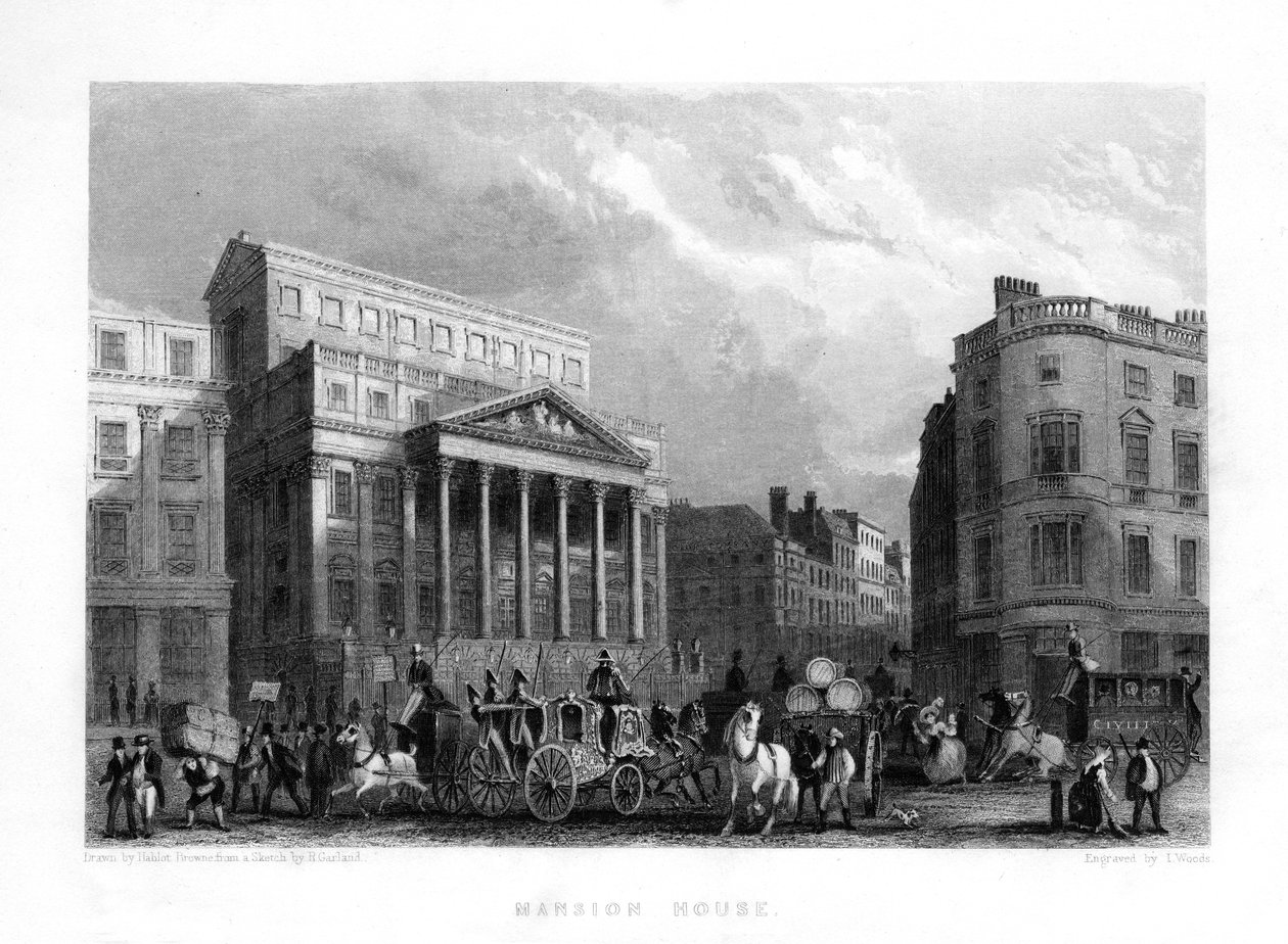 Mansion House, Londyn, XIX wiek. autorstwa J. Woods