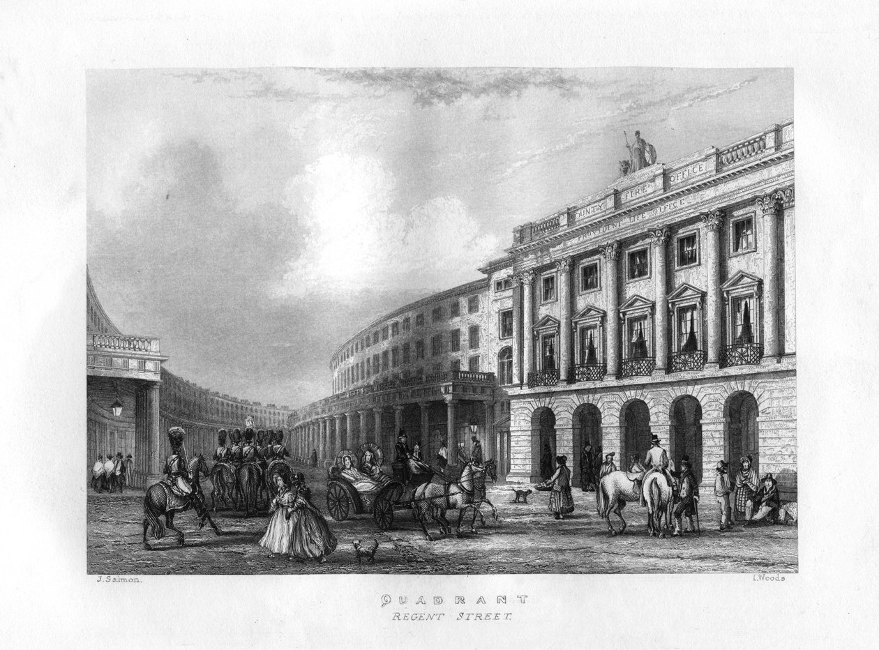 Kwadrant, Regent Street, Londyn, XIX wiek. autorstwa J. Woods