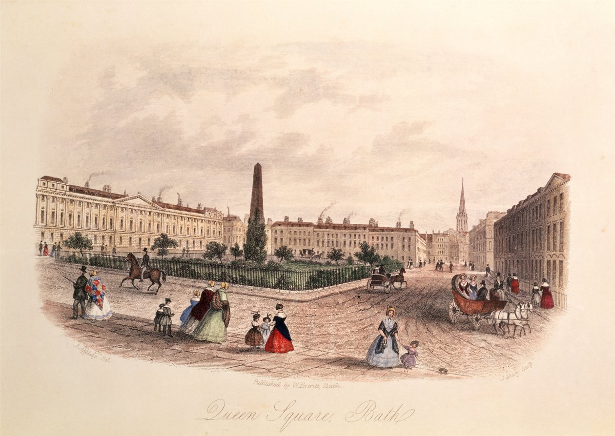 Queen Square, Bath, ryt J. Shury, ok. 1840 autorstwa J. after Appleby