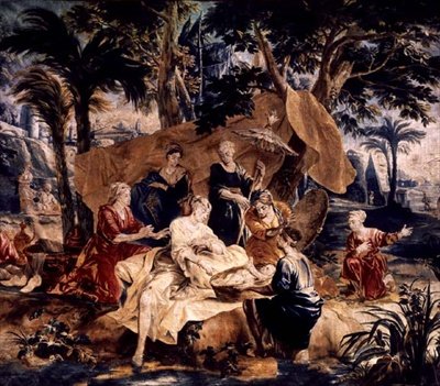 Znalezienie Mojżesza, wykonane w warsztatach Fransa i Pietera van de Borcht (ok. 1763) (gobelin) autorstwa J. van and Coppens A.A (after) Orley