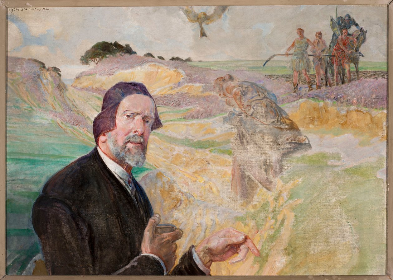 Autoportret na tle polskiej drogi autorstwa Jacek Malczewski