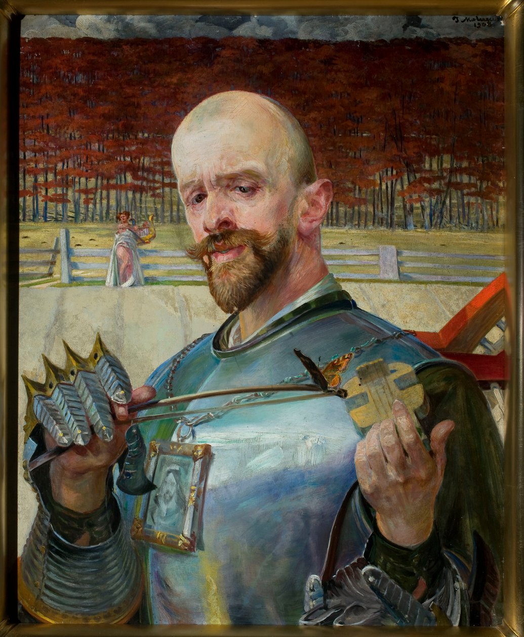 Autoportret w zbroi ze skrzypeczkami autorstwa Jacek Malczewski