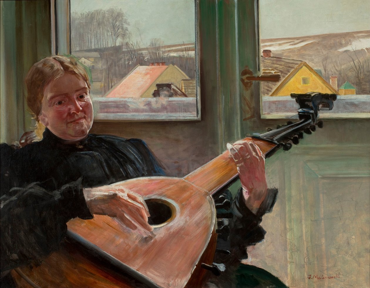 Portret siostry artysty Heleny z lutnią autorstwa Jacek Malczewski