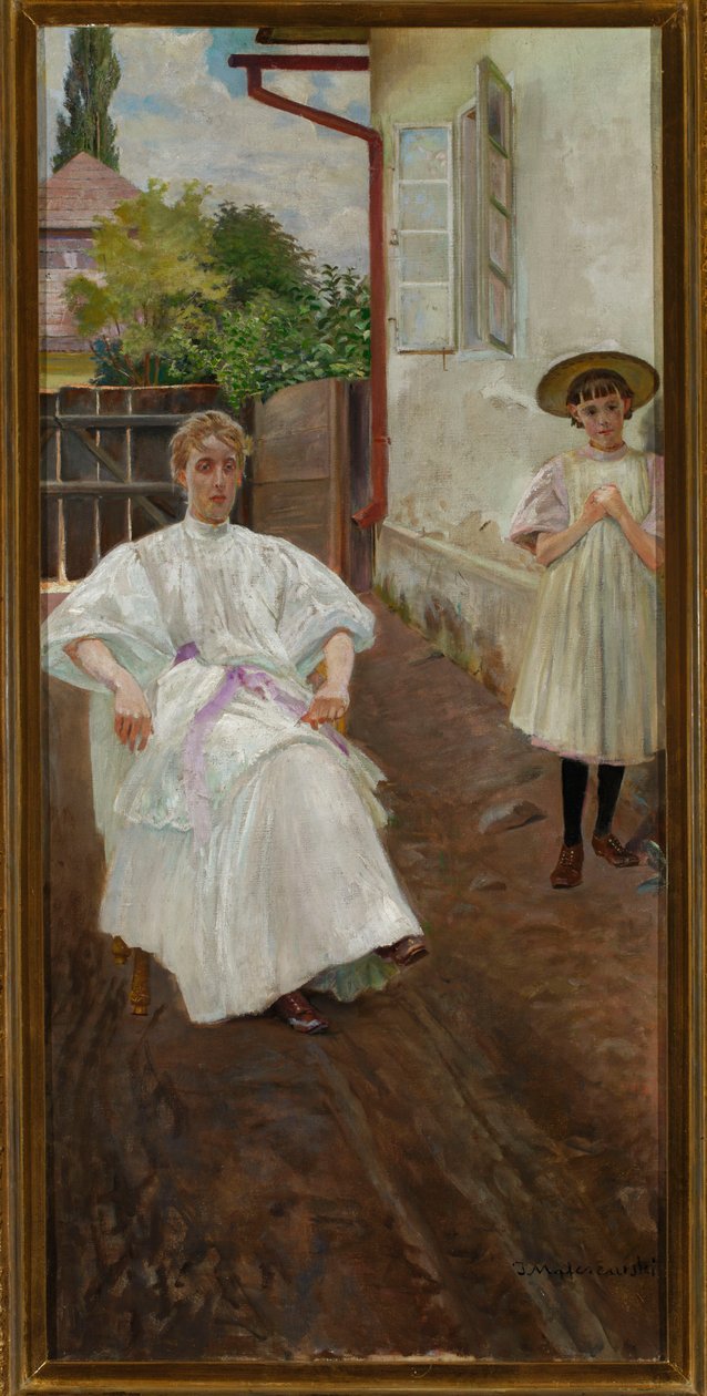 Przed domem - żona i córka artysty autorstwa Jacek Malczewski