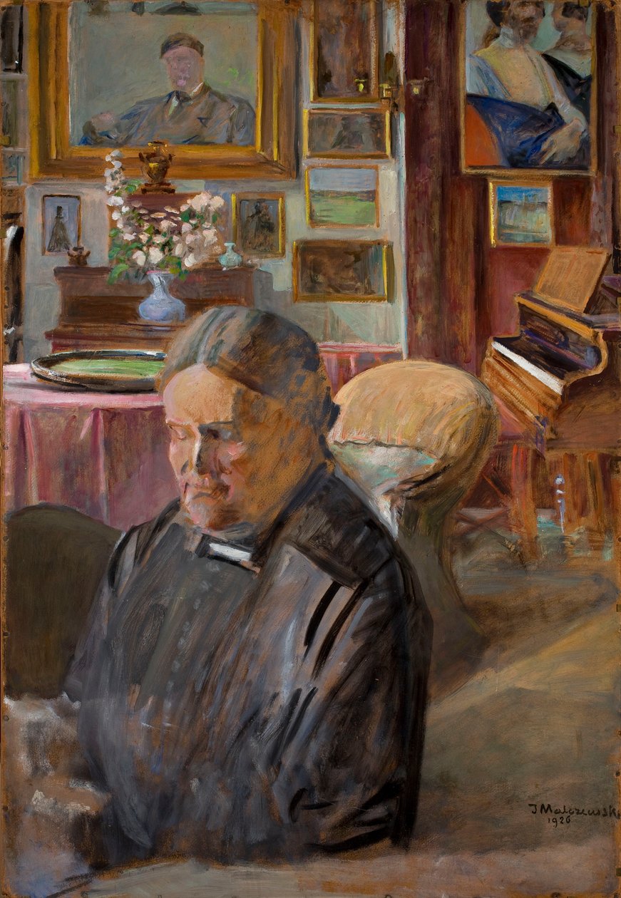 Siostra artysty Helena we wnętrzu autorstwa Jacek Malczewski