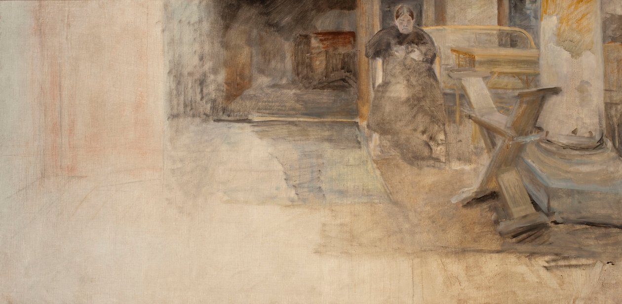 Wnętrze z siostrą artysty, szkic autorstwa Jacek Malczewski