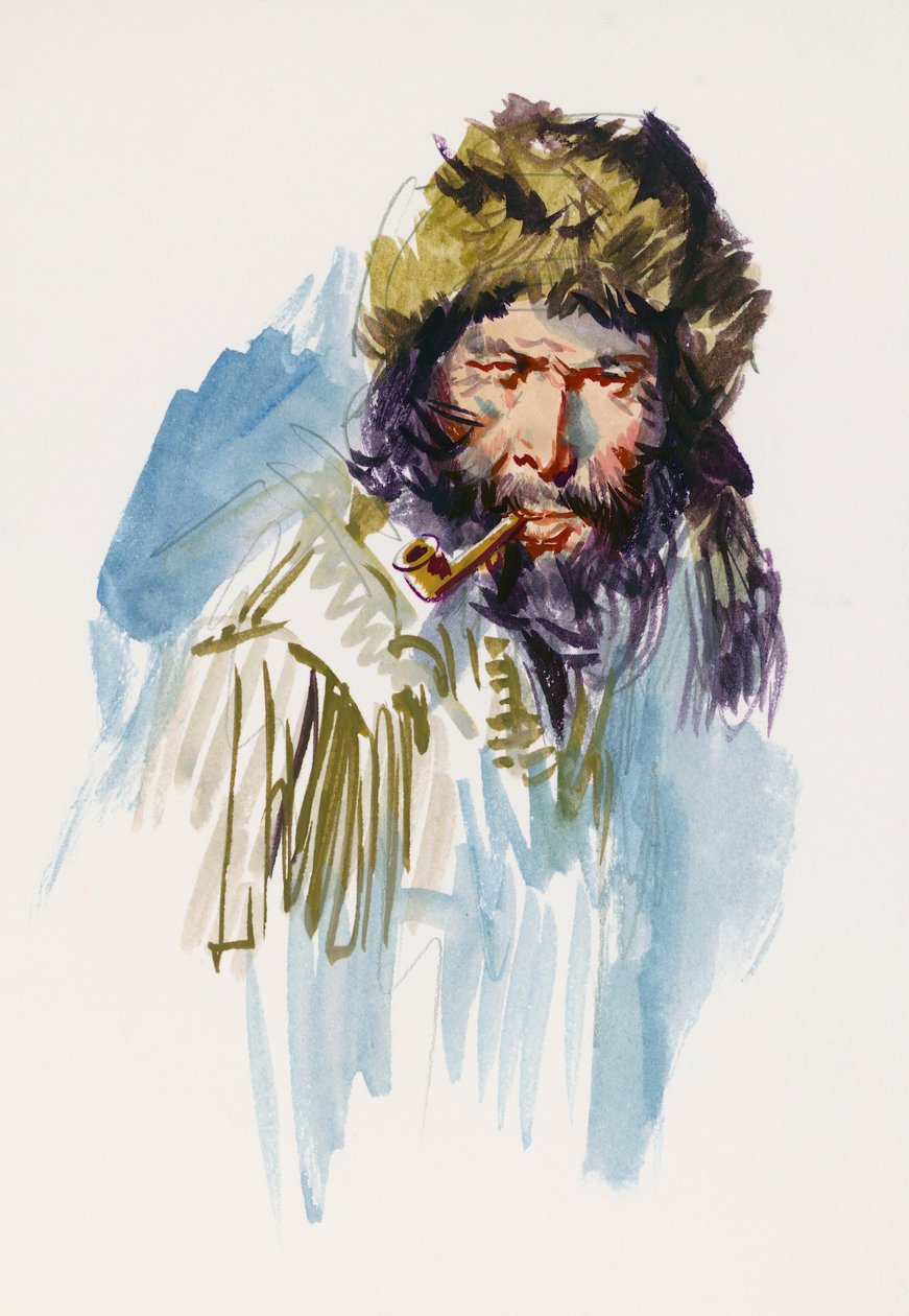 Ilustracja do Call of Wild, powieści przygodowej Jacka Londona (1876-1916), rysunek autorstwa Jack London