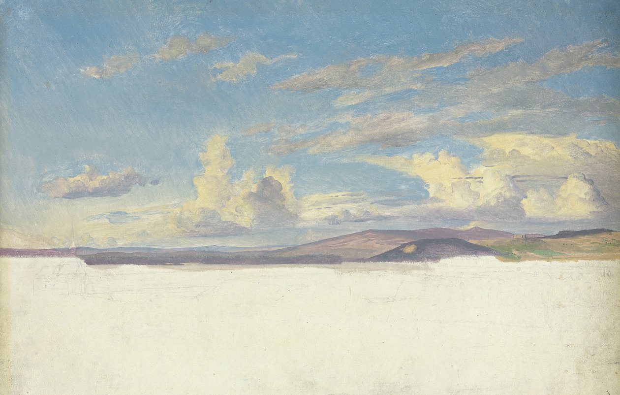 Studium chmur, ok. 1830 (toaleta na papierze na kartonie) autorstwa Jacob Gensler