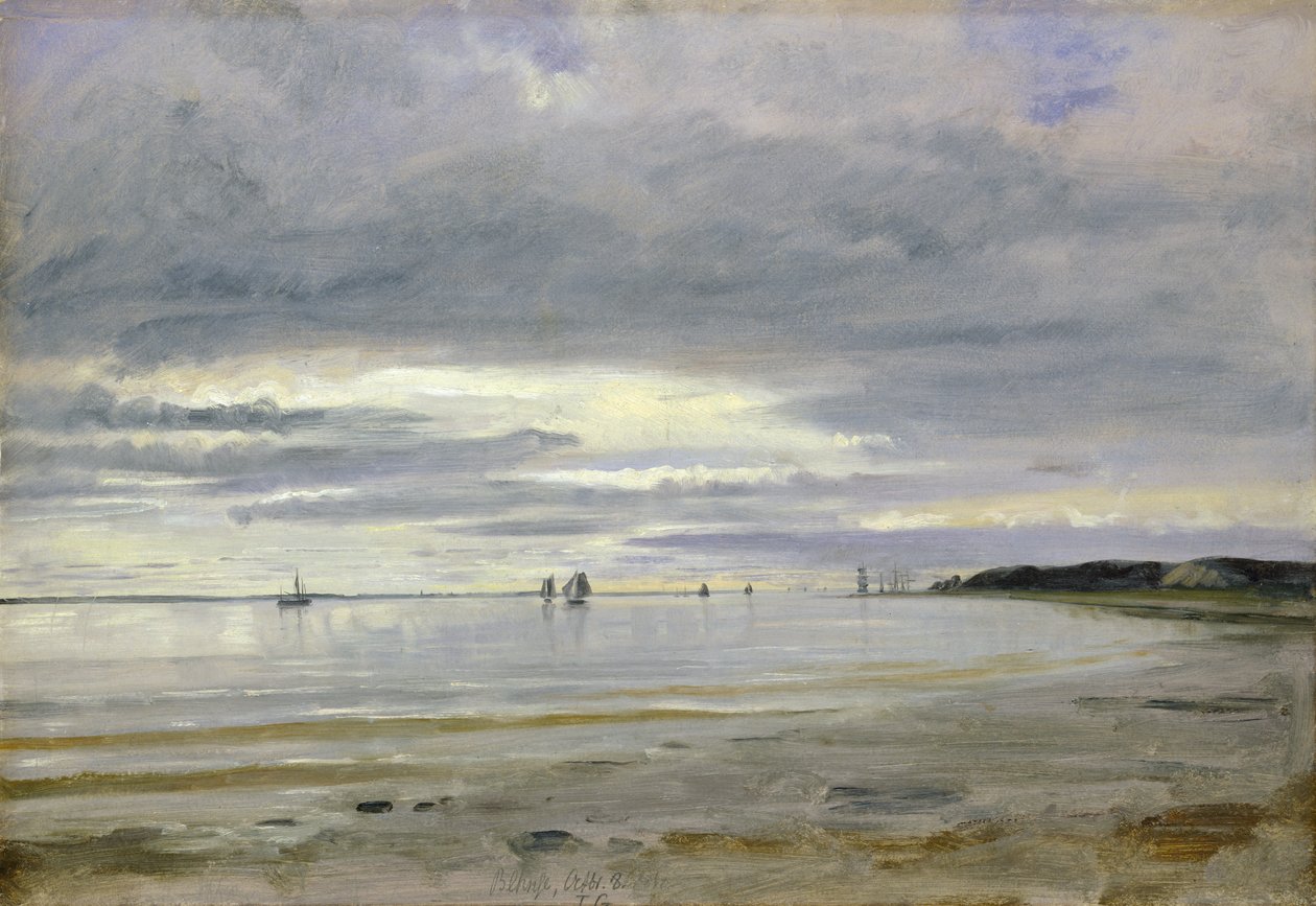 Plaża w Blankenese, 8 października 1842 (olej na papierze na pokładzie) autorstwa Jacob Gensler
