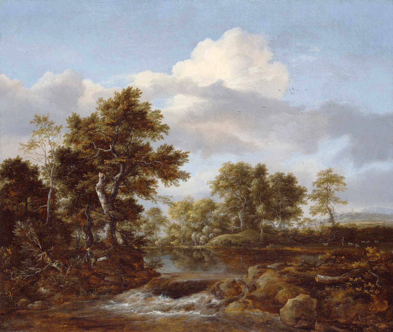 Zalesiony pejzaż ze strumieniem, ok. 1665-68 autorstwa Jacob van Ruisdael