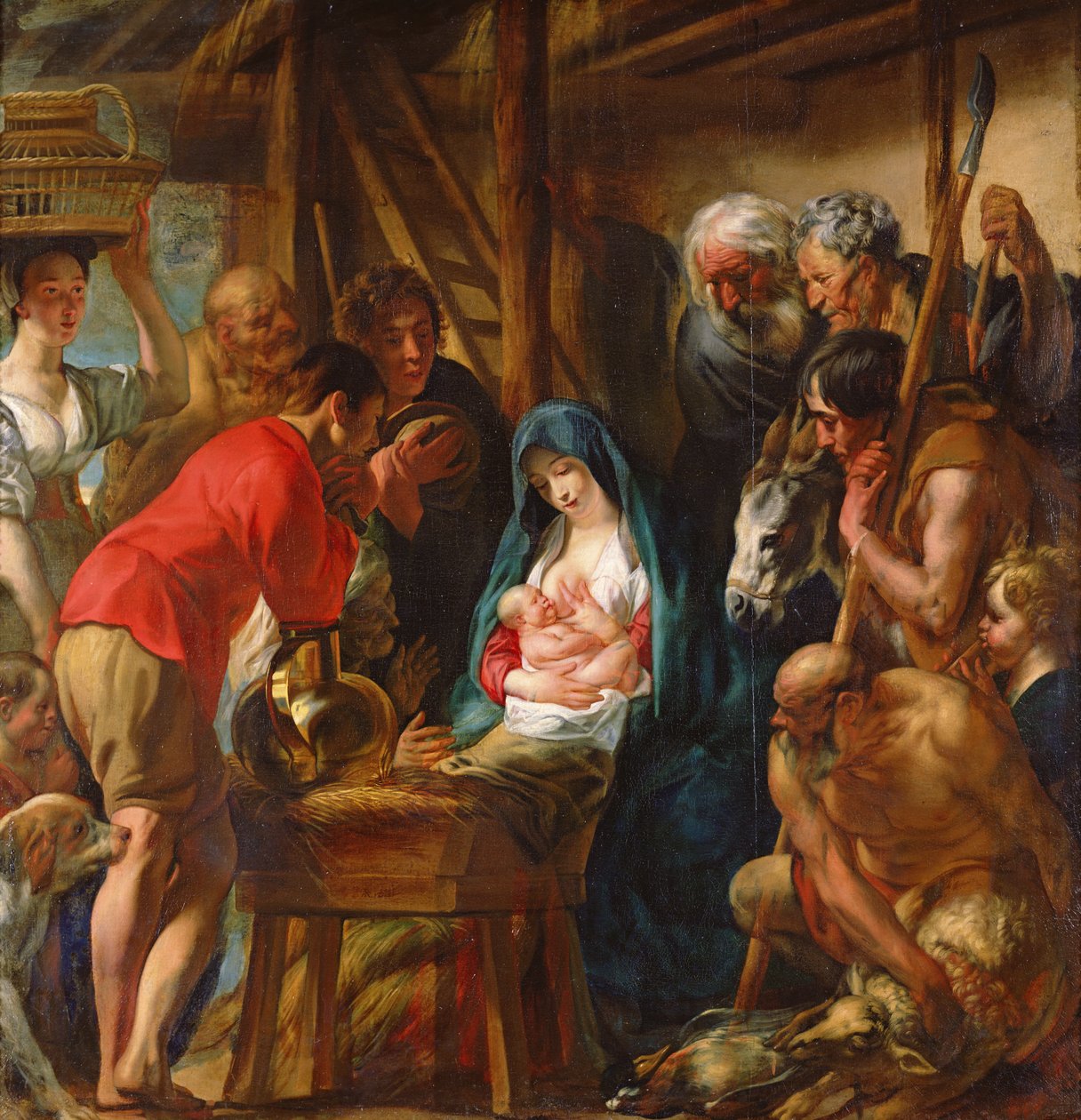 Adoracja pasterzy autorstwa Jacob Jordaens