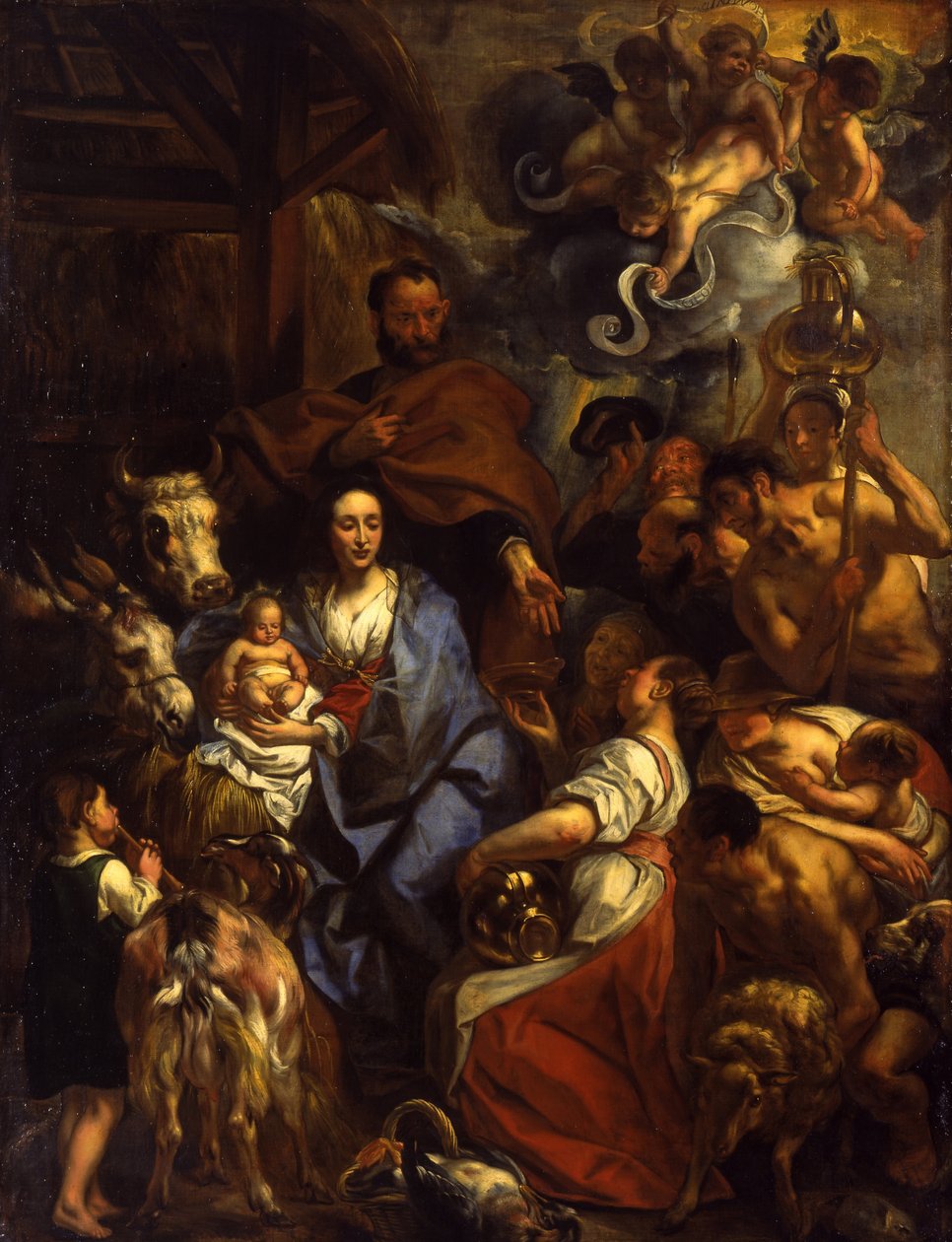 Adoracja pasterzy autorstwa Jacob Jordaens