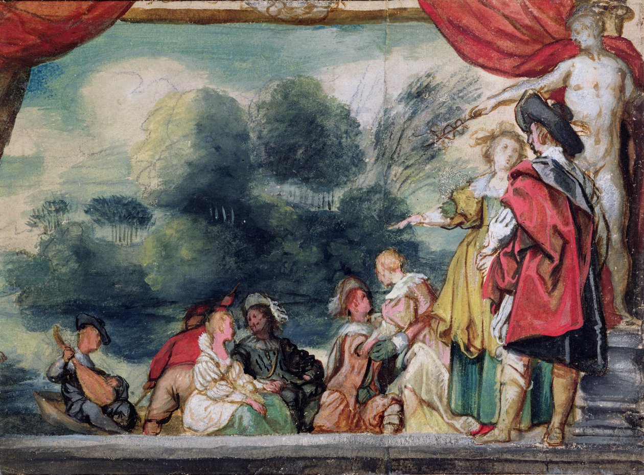 Nabrzeże (akwarela na papierze) autorstwa Jacob Jordaens