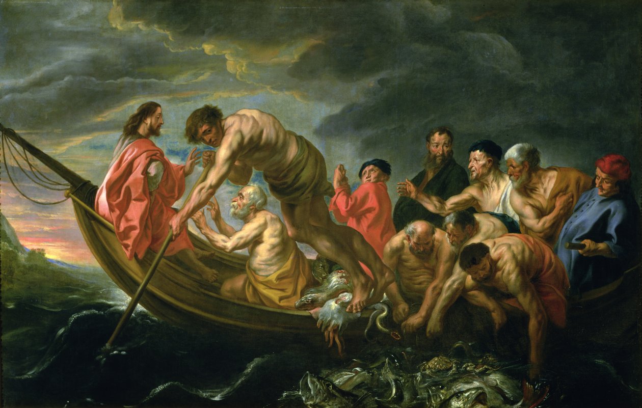 Cudowny Pobór Ryb, ok. 1640 autorstwa Jacob Jordaens