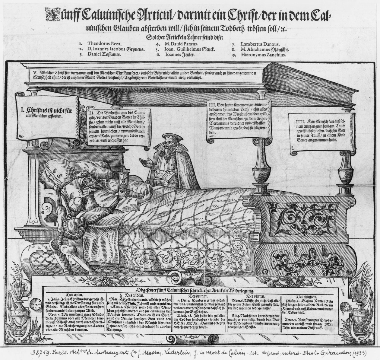 John Calvin na łożu śmierci autorstwa Jacob Lederlein