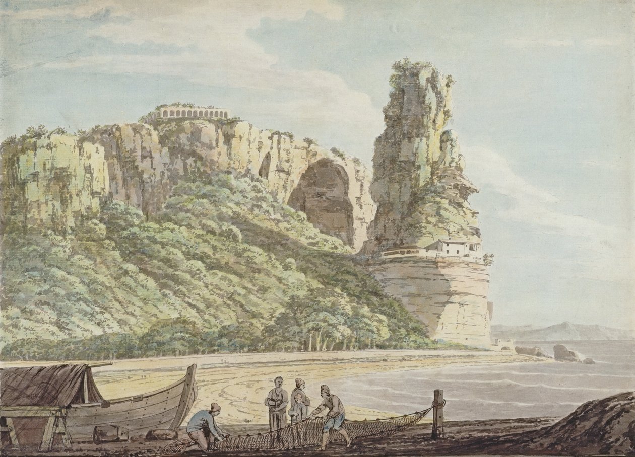 Widok na Terracina, 1778 (toaleta, długopis i tusz na ołówku na papierze) autorstwa Jacob More