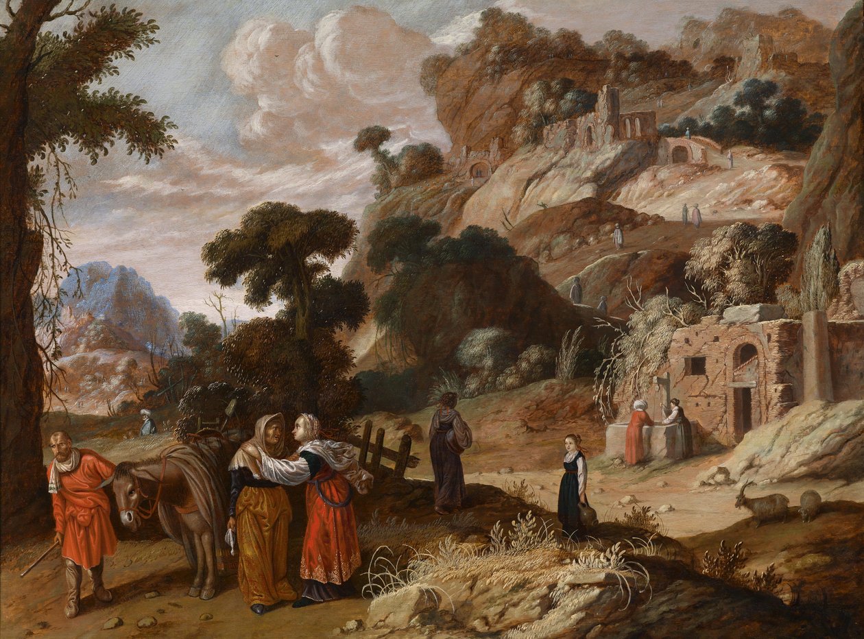 Rut postanawia przenieść się z Naomi do Betlejem autorstwa Jacob Symonsz Pynas or Pinas
