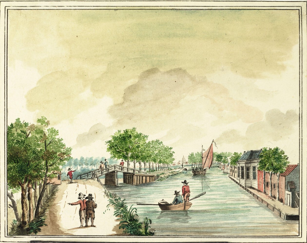 Most Wouteren nad Trekvliet w Leiden narysowany przez Jacoba Timmermansa. autorstwa Jacob Timmermans