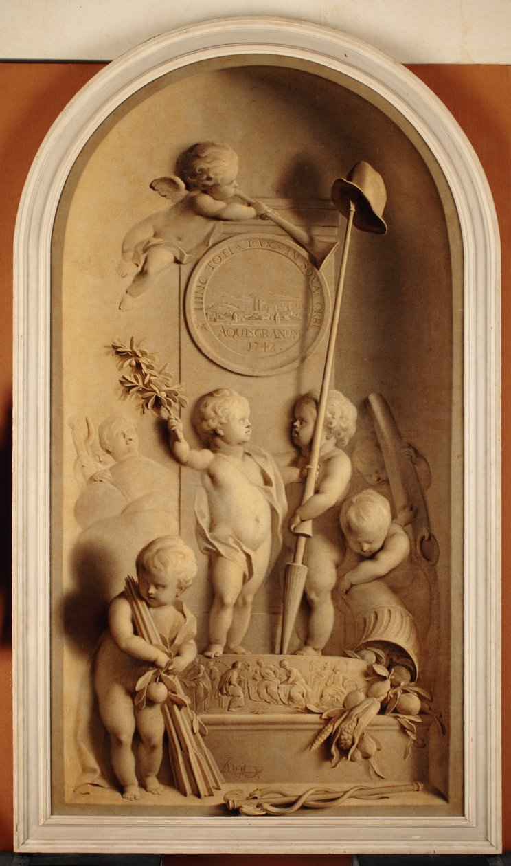 Alegoria traktatu z Aix-la-Chapelle, 1748 autorstwa Jacob de Wit