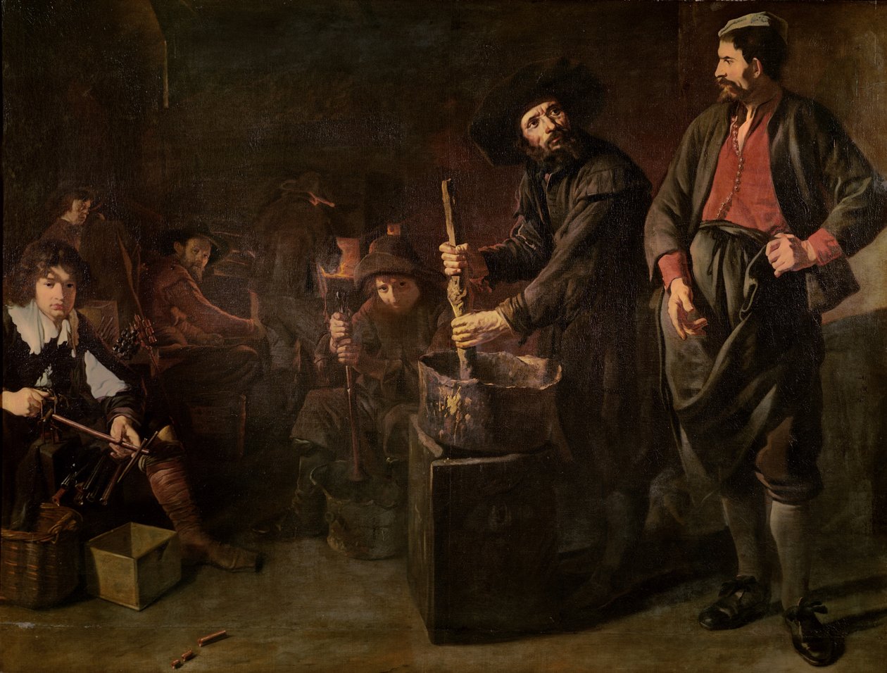Wnętrze warsztatu szklarskiego w Amsterdamie autorstwa Jacob or Jacques van Loo