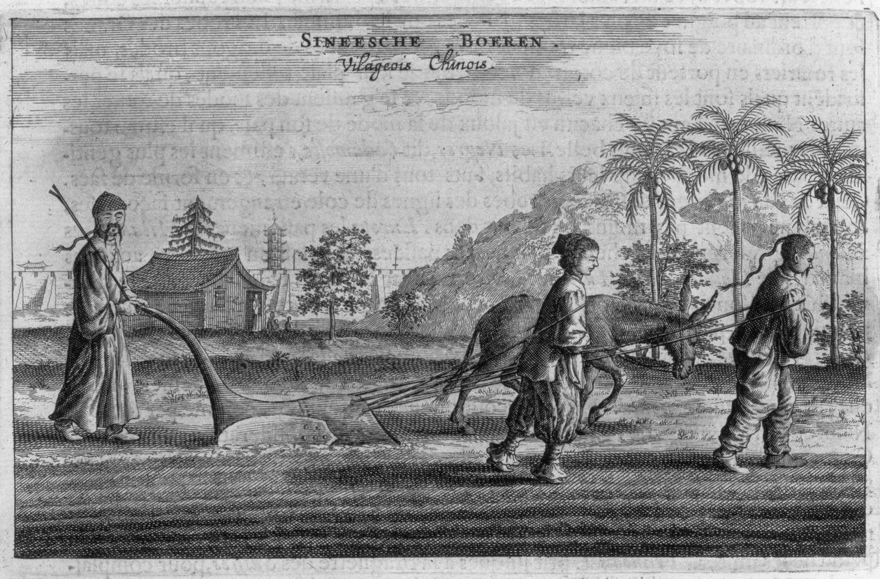 Chińscy chłopi, ogólny opis z konta ambasady holenderskiej w Chinach, 1665 autorstwa Jacob van Meurs