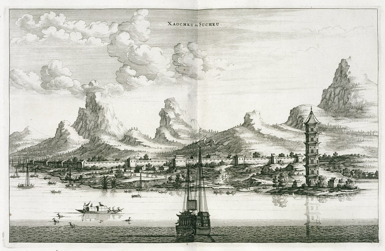 Xaocheu lub Sucheu, z konta ambasady holenderskiej w Chinach, 1665 autorstwa Jacob van Meurs