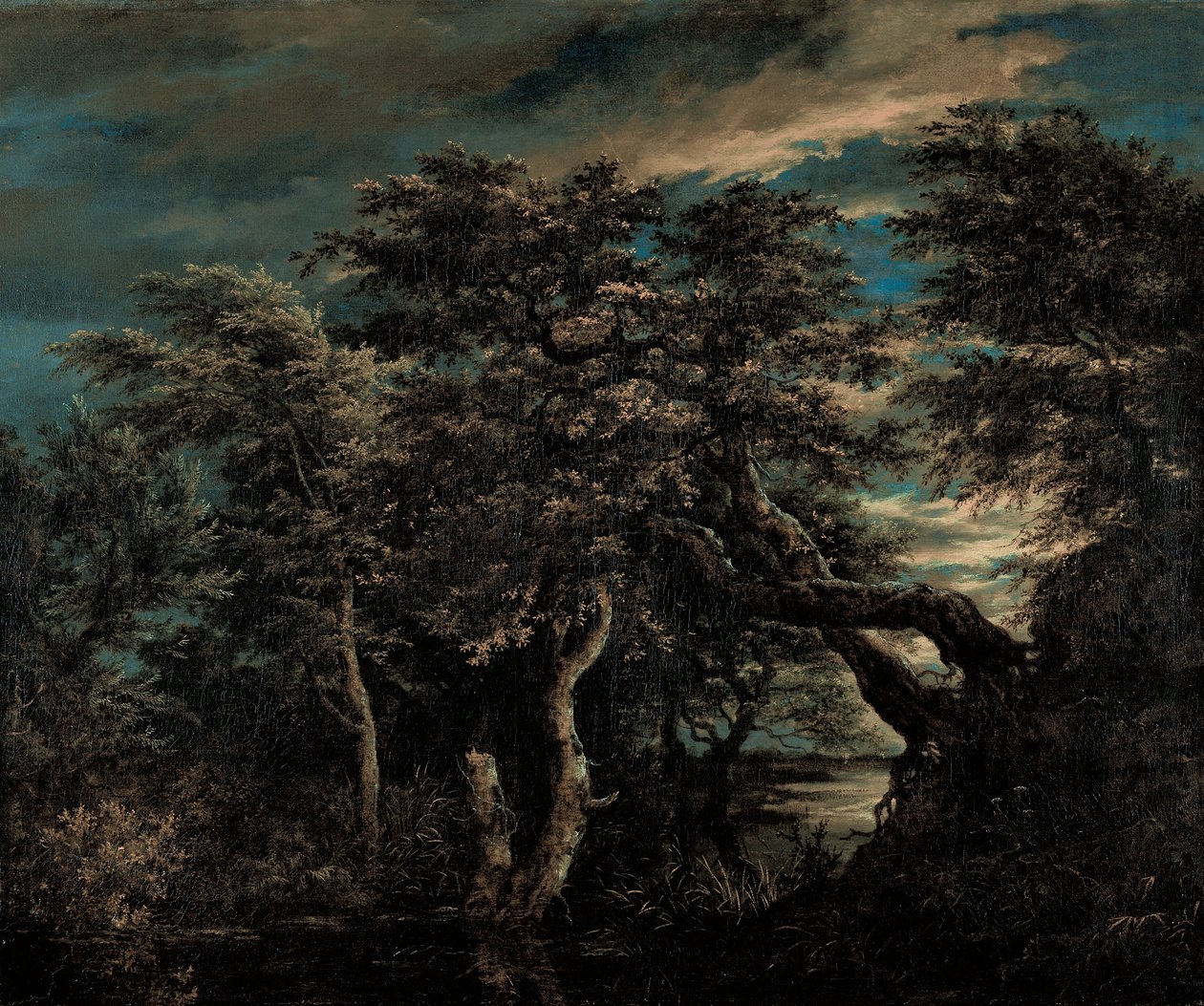 Bagno w lesie o zmierzchu autorstwa Jacob van Ruisdael