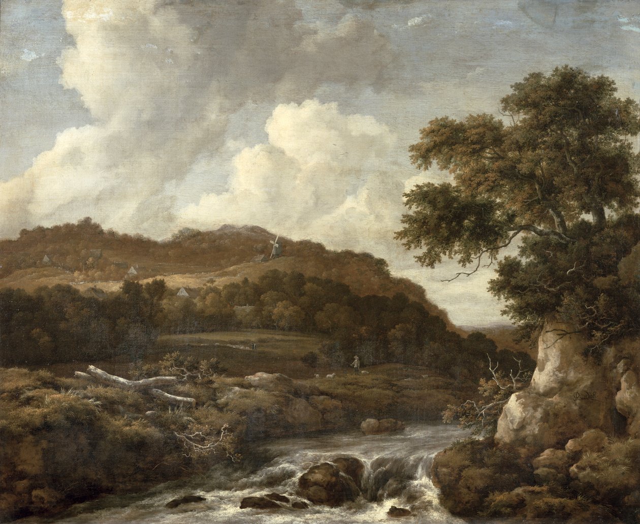 Górzysty zalesiony krajobraz z potoku autorstwa Jacob van Ruisdael