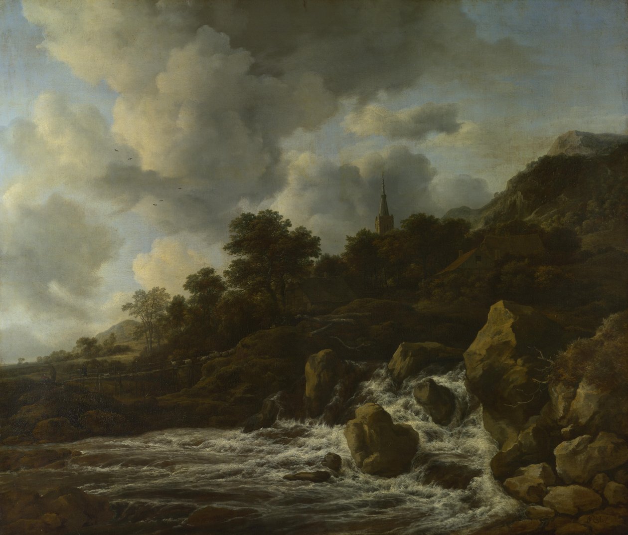 Wodospad w pobliżu wioski, ok. 1665-70 autorstwa Jacob van Ruisdael