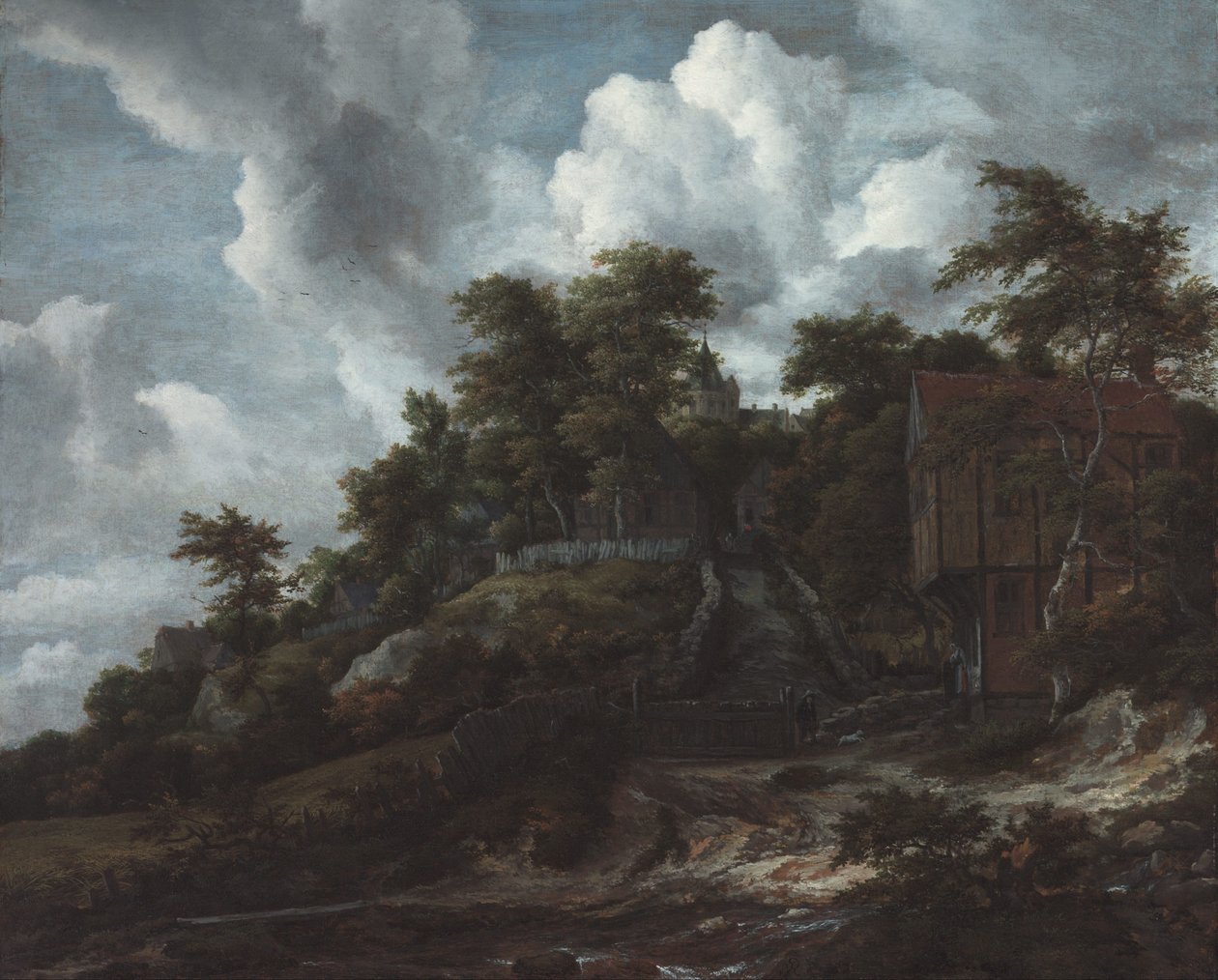 Zalesione wzgórze z widokiem na zamek Bentheim autorstwa Jacob van Ruisdael