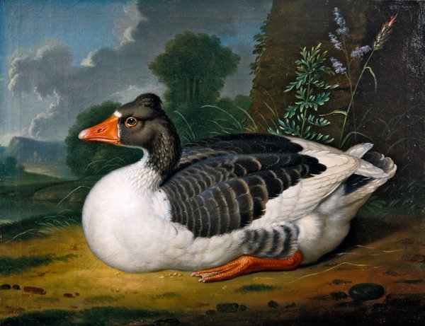 Gęś w pejzażu (olej na płótnie) autorstwa Jacob Samuel Beck