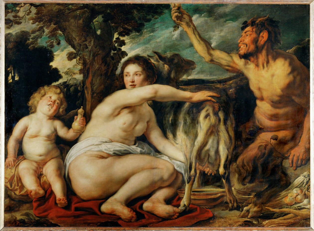 Jupiter enfant nourri par la chevre Amalthee - Dziecko Jowisza karmione przez kozę Amaltheę ... autorstwa Jacob (studio of) Jordaens