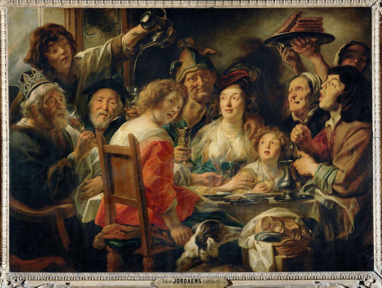 Le roi boit - Fasolowy król, święto Trzech Króli ... autorstwa Jacob (studio of) Jordaens
