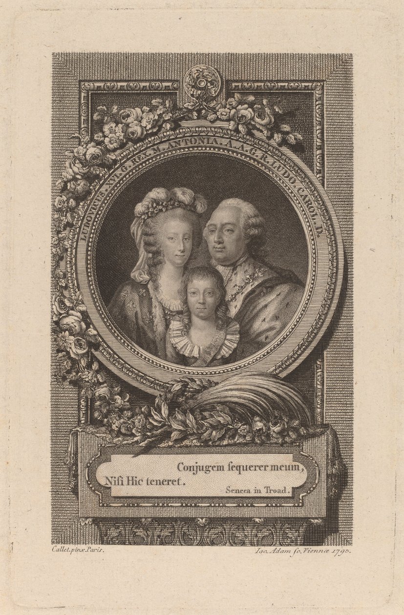 Ludwika XVI, Marii Antoniny i Ludwika Karola autorstwa Jacob Adam after Antoine François Callet