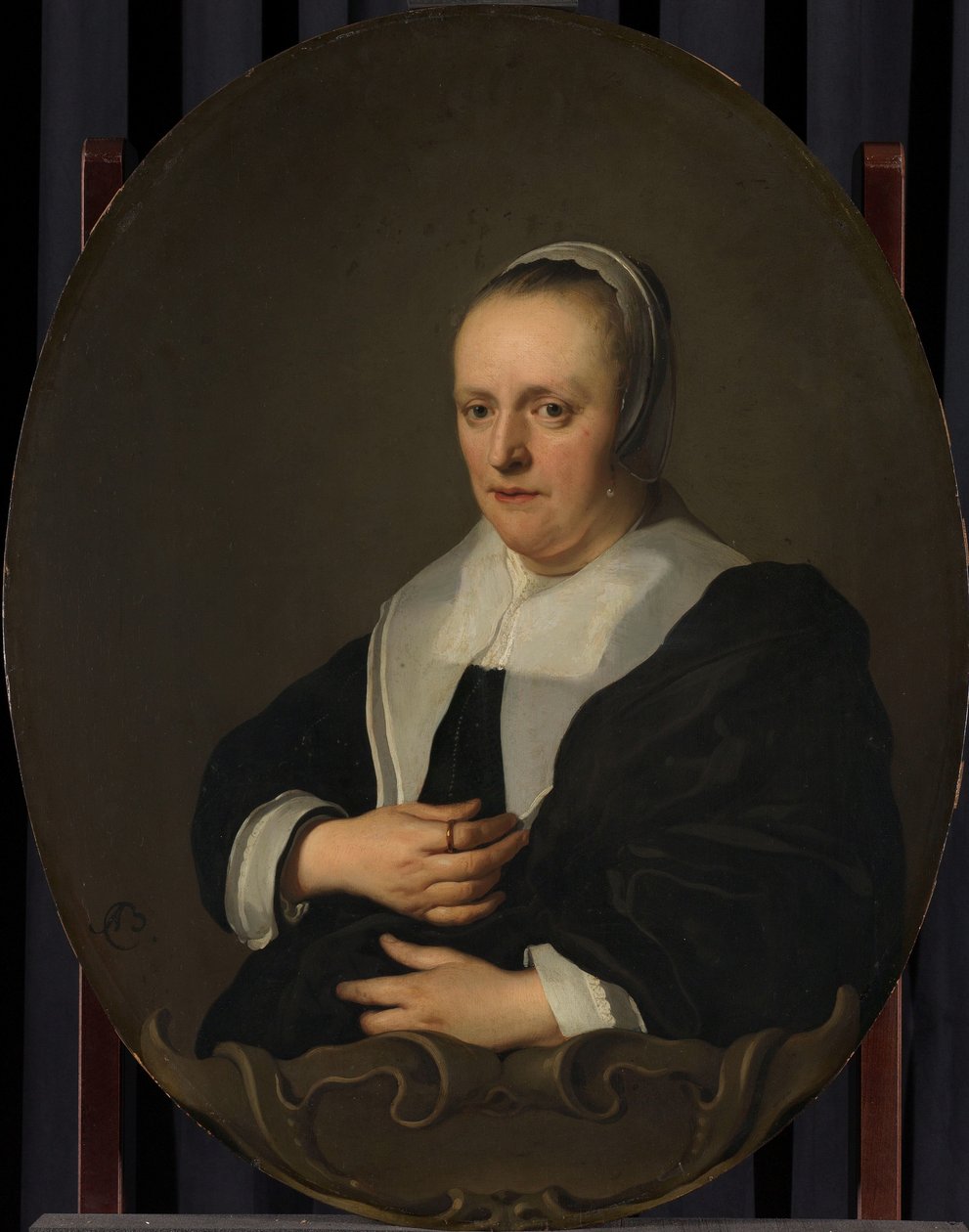 Portret Sarah Sara z Bie. Druga żona Jana Lutmy (1638). autorstwa Jacob Adriaensz. Backer
