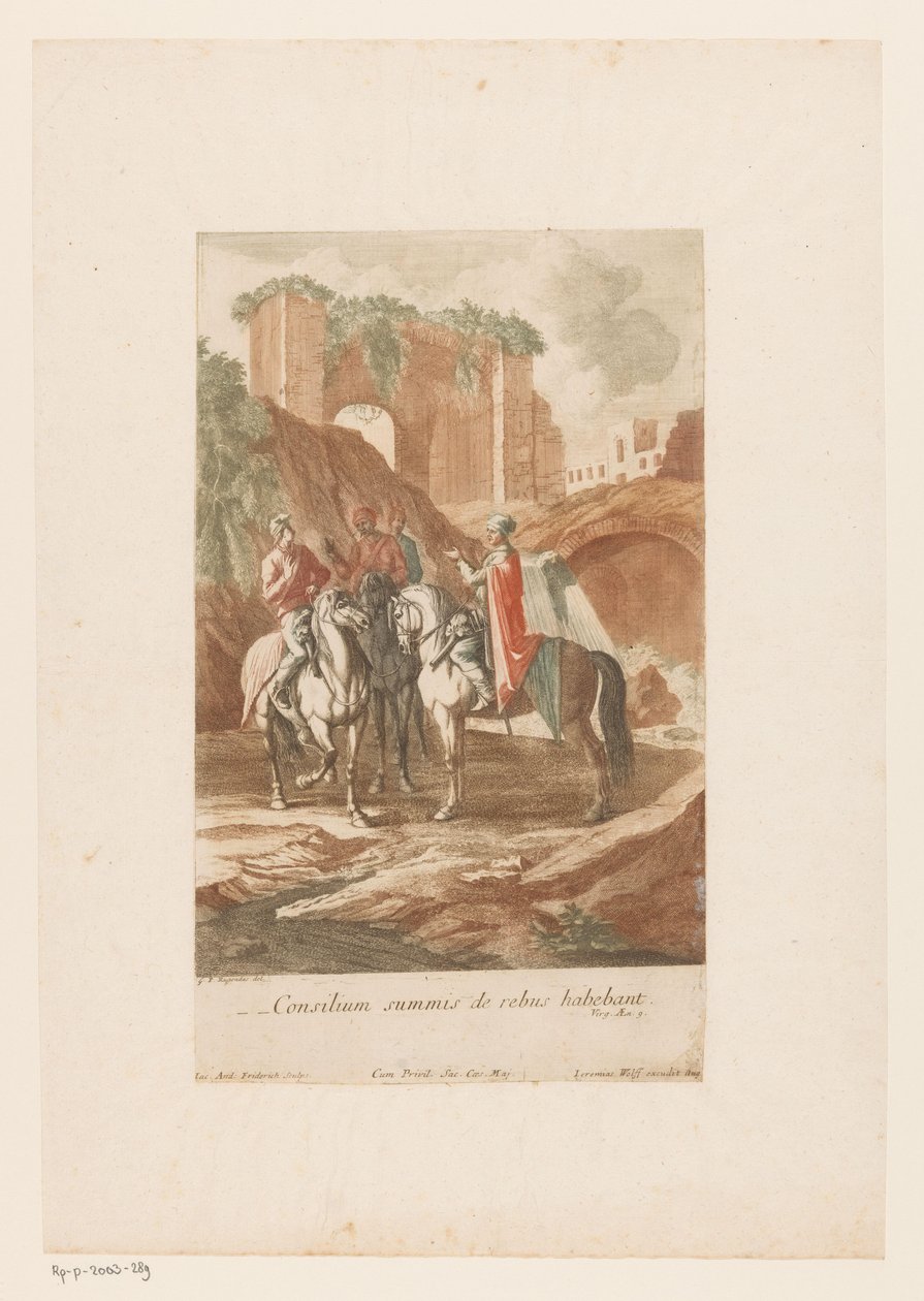 Nocne konsultacje kapitanów Consilium summis de rebus habbant (tytuł przedmiotu) autorstwa Jacob Andreas Fridrich (I)