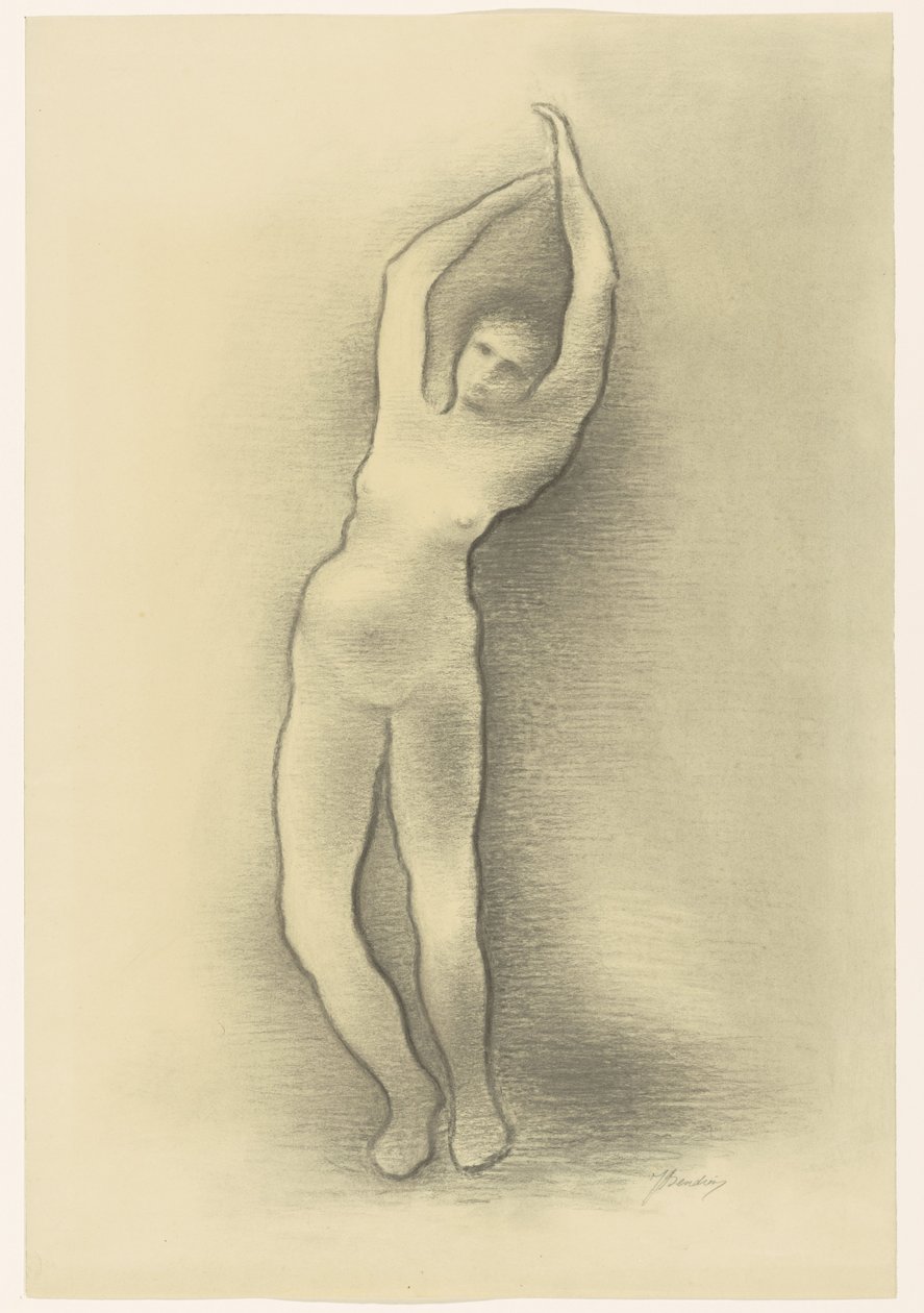 stojąca naga kobieta autorstwa Jacob Bendien (signed by artist)