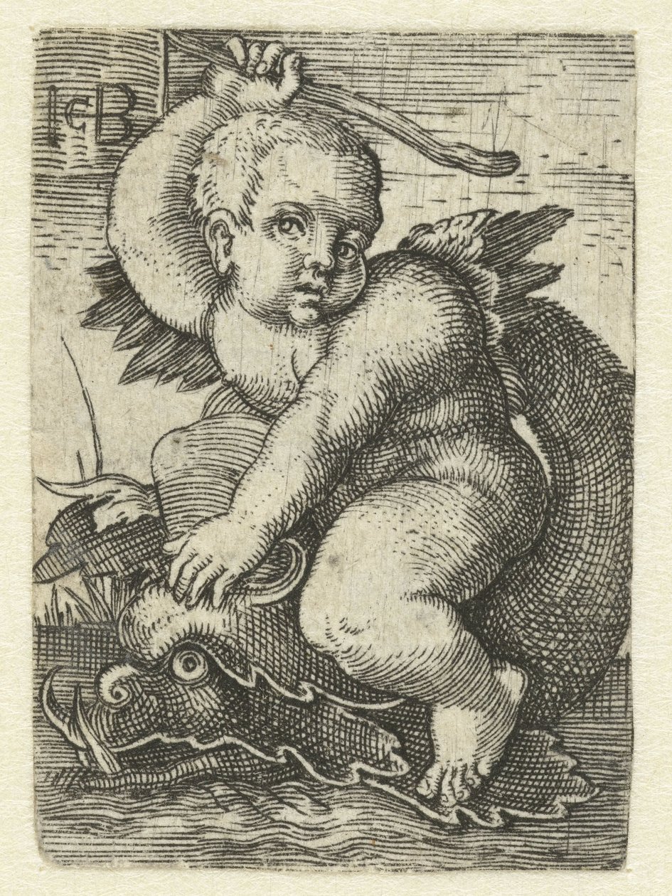 Putto na delfinie autorstwa Jacob Binck