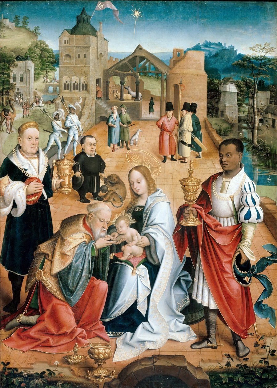 Adoracja Trzech Króli (Panel Centralny Tryptyku) - Peinture de Jacob Claesz. van Utrecht (ok. 1480-ok. 1530) autorstwa Jacob Claesz. von Utrecht