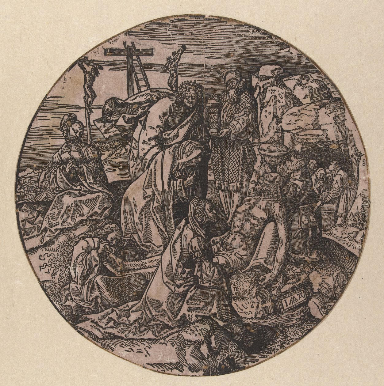 Drżenie i pogrzeb Chrystusa Okrągła Pasja (tytuł serii) autorstwa Jacob Cornelisz van Oostsanen