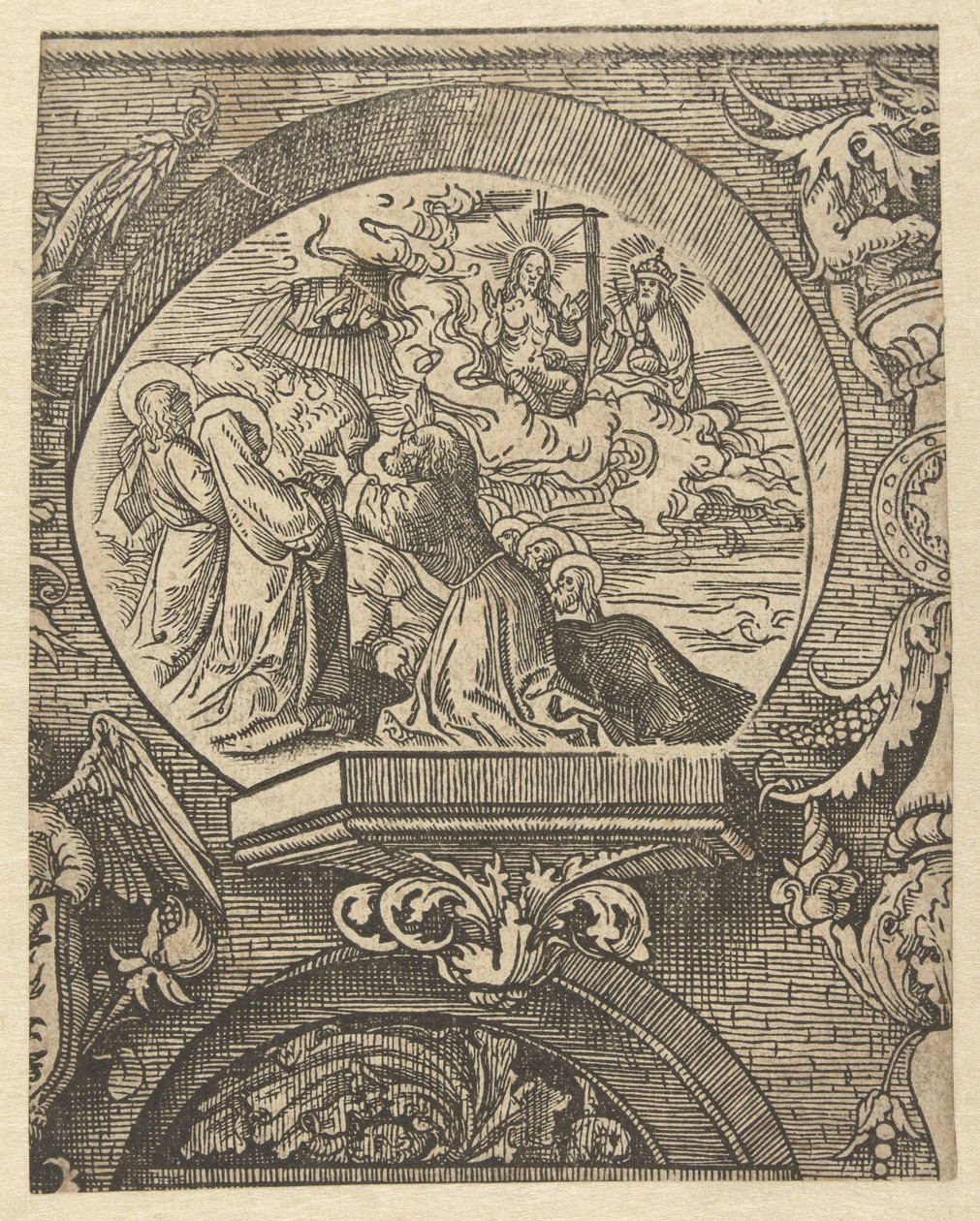 Wniebowstąpienie i Chrystus przed Bogiem Ojcem Credo (tytuł serii) autorstwa Jacob Cornelisz van Oostsanen