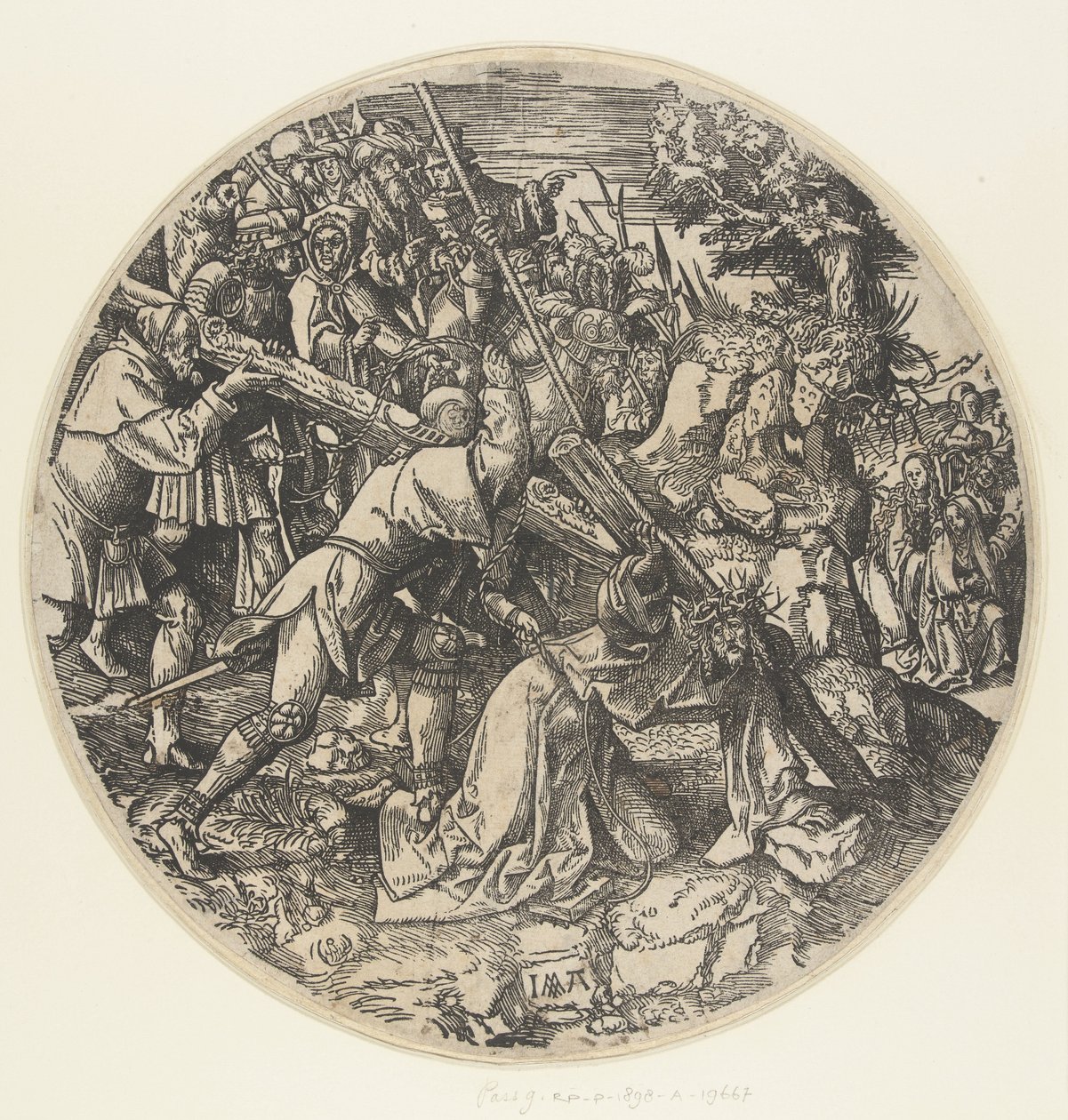 Niesienie krzyża Okrągła Pasja (tytuł serii) autorstwa Jacob Cornelisz van Oostsanen