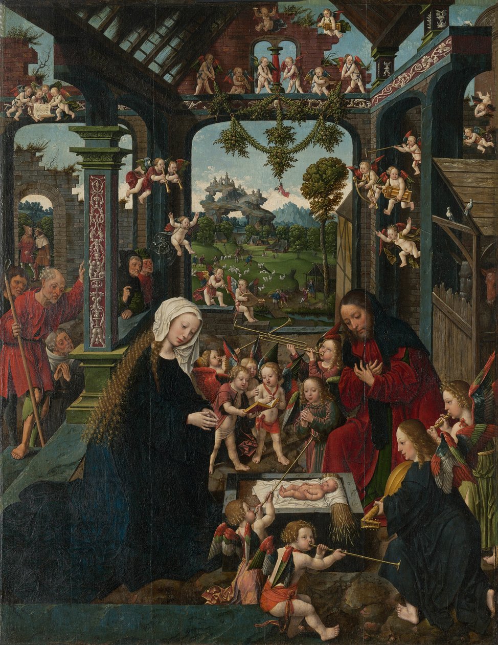 Adoracja Dzieciątka Jezus autorstwa Jacob Cornelisz. van Oostsanen