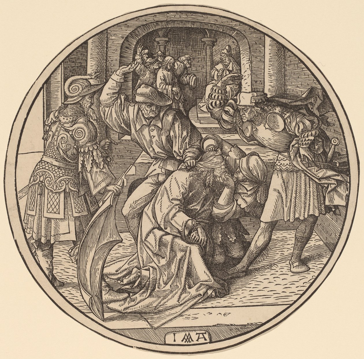 Naśmiewanie się z Chrystusa i Chrystusa przed Kajfaszem autorstwa Jacob Cornelisz van Oostsanen