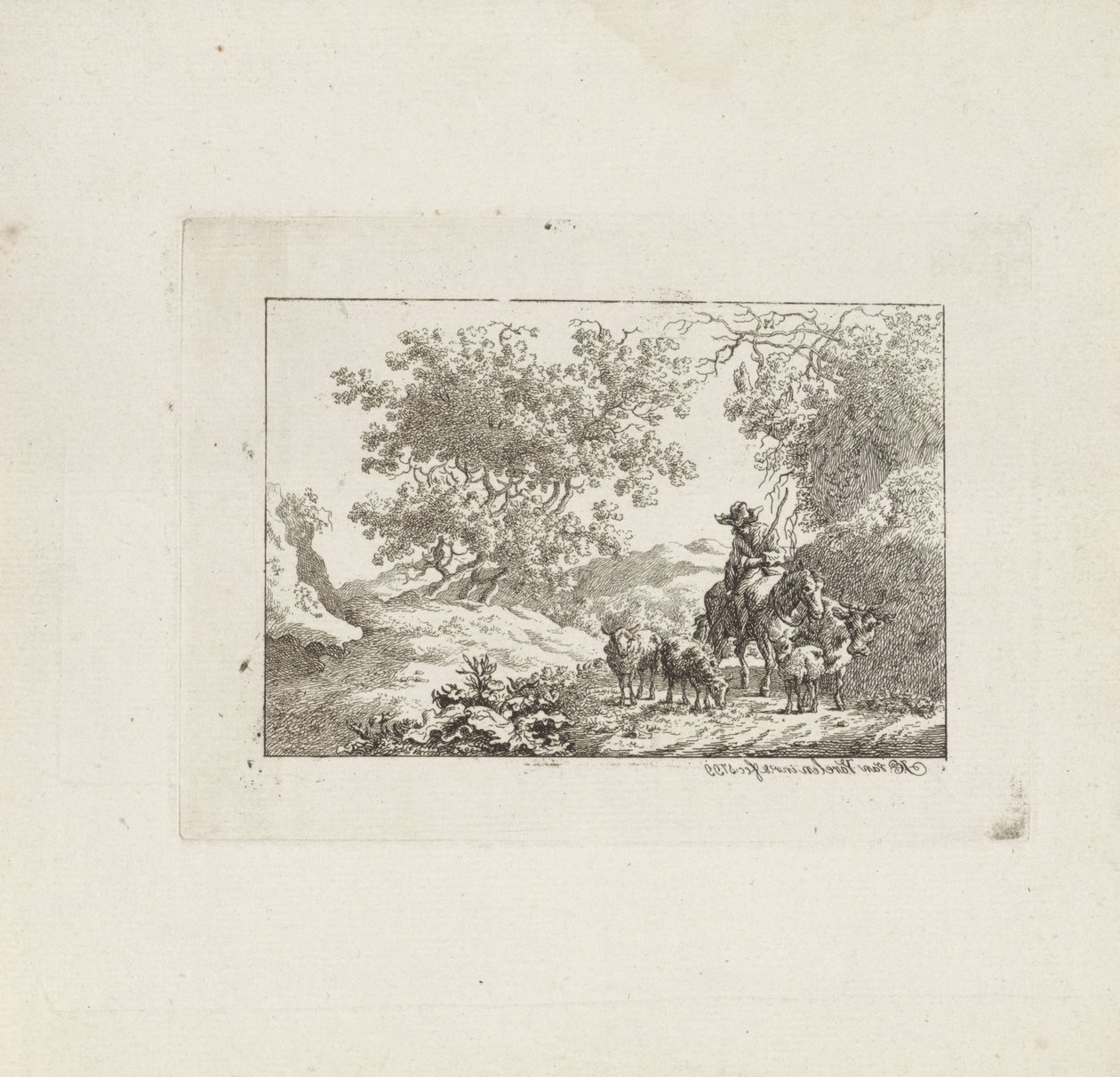 Pasterz na koniu ze stadem autorstwa Jacob Elias van Varelen