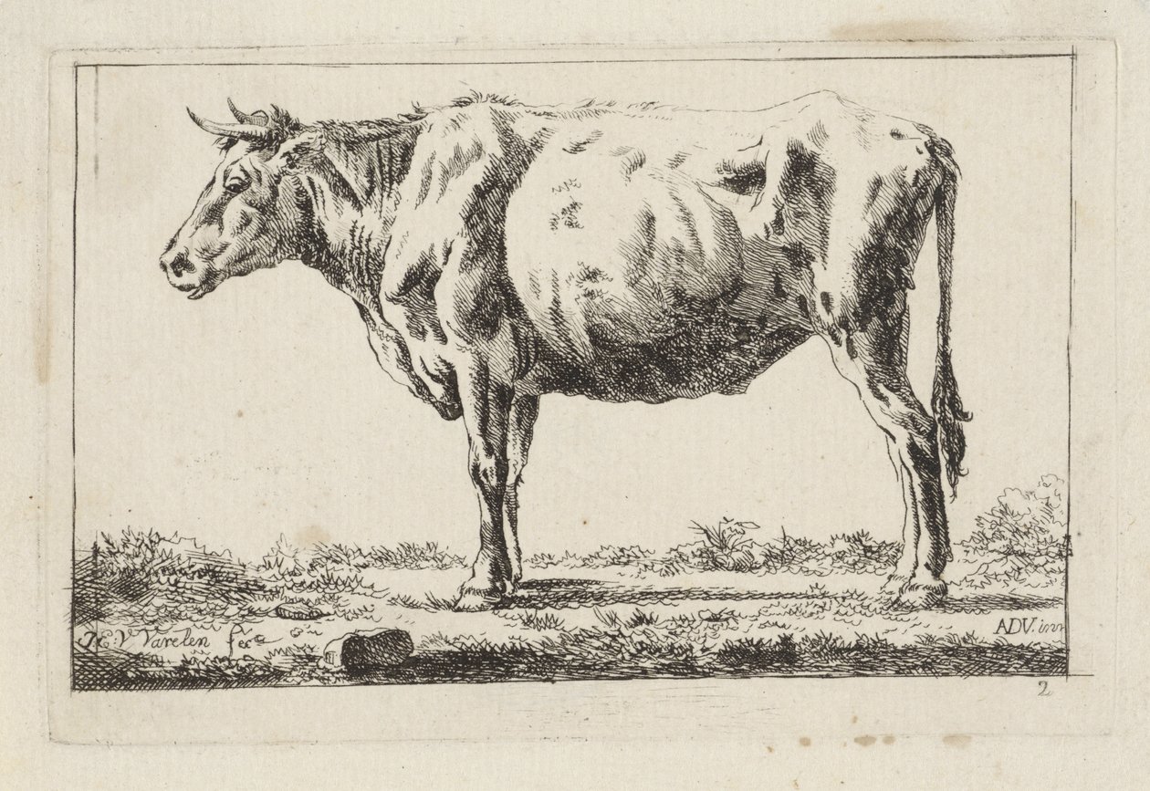 Krowa stojąca, po lewej stronie autorstwa Jacob Elias van Varelen