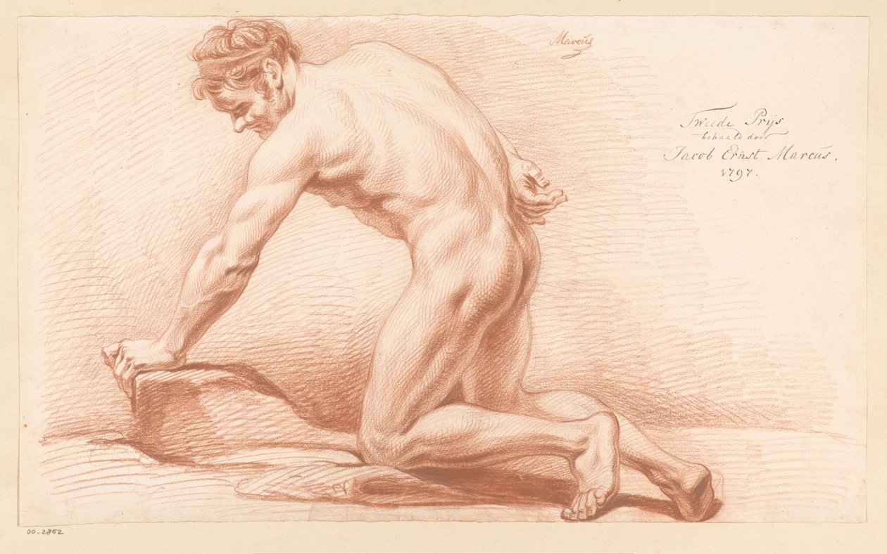 Klęczący akt męski, widok z boku (II nagroda 1797) autorstwa Jacob Ernst Marcus